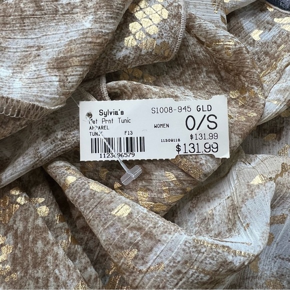 Gold Snake Print Tunic Top Long Sleeve Asymmetric Hem - Picture 5 of 5